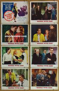 c364 HANDLE WITH CARE 8 movie lobby cards '58 Youth in revolt!