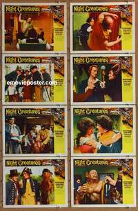 c599 NIGHT CREATURES 8 movie lobby cards '62 Hammer, Peter Cushing