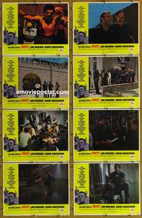 c713 RIOT 8 movie lobby cards '69 Jim Brown, Gene Hackman in prison!