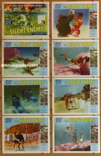 c769 SILENT ENEMY 8 movie lobby cards '59 submarine warfare!