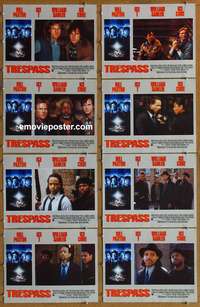 c864 TRESPASS 8 English movie lobby cards '92 Paxton, Ice-T, Ice Cube
