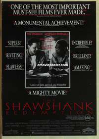 d133 SHAWSHANK REDEMPTION Aust one-sheet movie poster '94 Tim Robbins