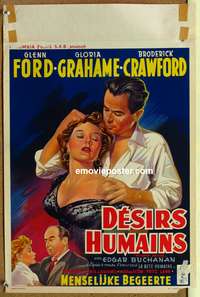 d014 HUMAN DESIRE Belgian movie poster '54 Fritz Lang, film noir!