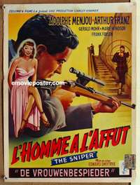 d028 SNIPER Belgian movie poster '52 Adolphe Menjou, Marie Windsor