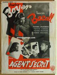 d042 CONFIDENTIAL AGENT French 23x30 movie poster '45 Lauren Bacall