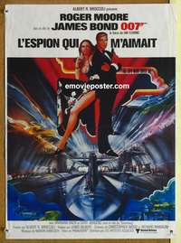 d067 SPY WHO LOVED ME French 16x21 movie poster R84 Moore as Bond!