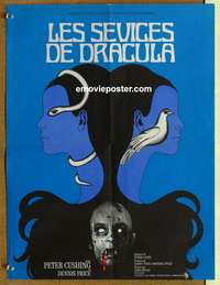 d070 TWINS OF EVIL French 15x20 movie poster '72 Bacha art, Hammer!