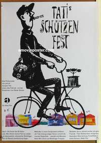 d496 JOUR DE FETE German movie poster R60s Jacques Tati, cool art!