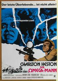 d521 OMEGA MAN German movie poster '71 Charlton Heston, zombies!