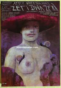 d333 ZED & 2 NOUGHTS Polish movie poster '85 great wild Sadowski art!