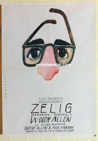 d334 ZELIG Polish movie poster '83 Woody Allen, great Sadowski art!