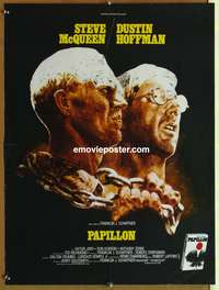 d063 PAPILLON French 22x30 movie poster '74 Steve McQueen, Hoffman