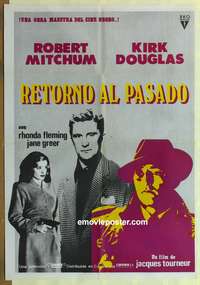 d157 OUT OF THE PAST Spanish movie poster R70s Robert Mitchum, Greer