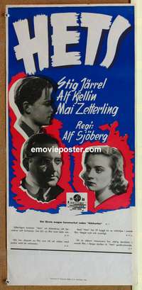 d118 TORMENT Swedish insert movie poster '44 Ingmar Bergman