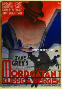 d120 ROCKY MOUNTAIN MYSTERY Swedish movie poster '35 Zane Grey, Aberg