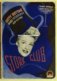 d121 STORK CLUB Swedish movie poster '45 Betty Hutton, Aberg art!