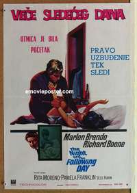 d579 NIGHT OF THE FOLLOWING DAY Yugoslavian movie poster '69 Brando