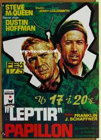 d581 PAPILLON Yugoslavian movie poster '74 Steve McQueen, Hoffman