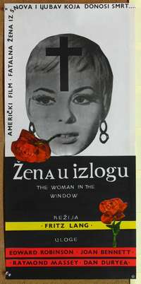 d596 WOMAN IN THE WINDOW Yugoslavian movie poster '60s Fritz Lang