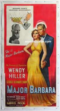 f055 MAJOR BARBARA linen three-sheet movie poster '41 Wendy Hiller