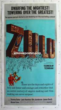 f062 ZULU linen three-sheet movie poster '64 Stanley Baker, Michael Caine