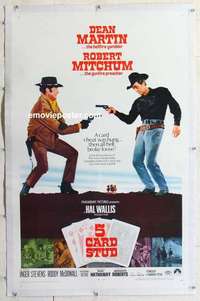 f309 5 CARD STUD linen one-sheet movie poster '68 Dean Martin plays poker!