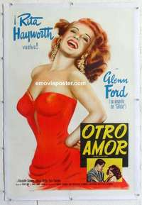 f311 AFFAIR IN TRINIDAD linen Spanish/US one-sheet movie poster '52 Hayworth