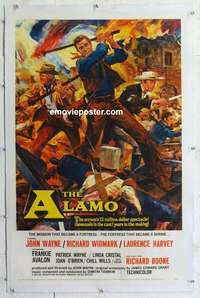 f313 ALAMO linen one-sheet movie poster '60 John Wayne, Richard Widmark
