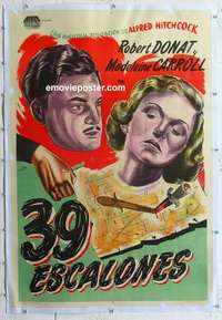 f271 39 STEPS linen Argentinean movie poster R40s Hitchcock