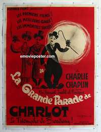 f032 LA GRANDE PARADE DE CHARLOT linen French 1p 1940s Charlie Chaplin.