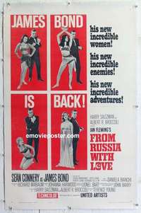 f374 FROM RUSSIA WITH LOVE linen style B one-sheet movie poster '64 Connery