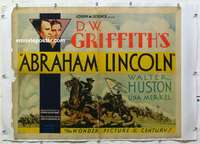 f075 ABRAHAM LINCOLN linen half-sheet movie poster '30 Walter Huston