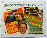 f077 DEADLINE AT DAWN linen half-sheet movie poster '46 Susan Hayward