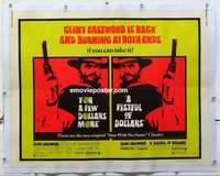 f080 FISTFUL OF DOLLARS/FOR A FEW DOLLARS MORE linen half-sheet movie poster '69