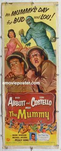 f016 ABBOTT & COSTELLO MEET THE MUMMY insert movie poster '55 spooky!