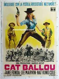 f039 CAT BALLOU linen Italian one-panel movie poster '65 classic Jane Fonda, Lee Marvin