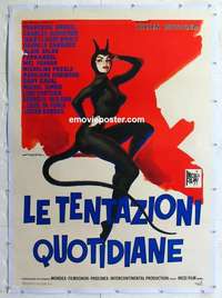 f040 DEVIL & THE 10 COMMANDMENTS linen Italian one-panel movie poster '62 really wild!