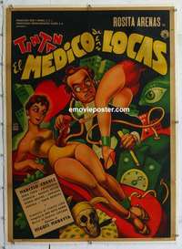 f118 EL MEDICO DE LAS LOCAS linen Mexican movie poster '56