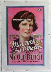 f444 MY OLD DUTCH linen one-sheet movie poster '26 stone litho May McAvoy!