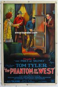f462 PHANTOM OF THE WEST linen Chap 7 one-sheet movie poster '31 serial, Tom Tyler
