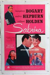 f478 SABRINA linen int'l one-sheet movie poster R62 Audrey Hepburn, Bogart