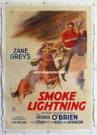 f502 SMOKE LIGHTNING linen one-sheet movie poster '33 Zane Grey, O'Brien