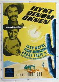 f171 3 GODFATHERS linen Swedish movie poster '49 John Wayne, Ford