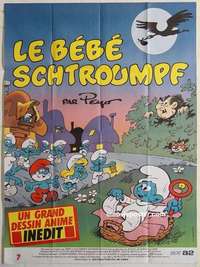g162 SMURFS video French one-panel movie poster '84 Baby Smurf!