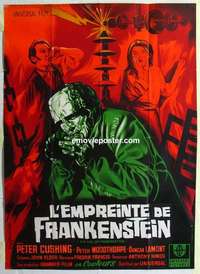 g067 EVIL OF FRANKENSTEIN French 1p R66 Peter Cushing, different monster art by Guy Gerard Noel!