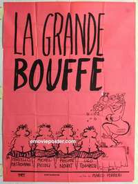 g078 GRANDE BOUFFE French one-panel movie poster '73 Mastroianni, Tognazzi