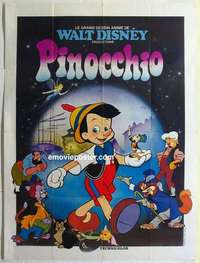 g138 PINOCCHIO French one-panel movie poster R80s nice different image!