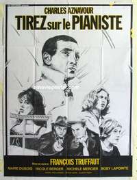 g160 SHOOT THE PIANO PLAYER French one-panel movie poster R70s F. Truffaut