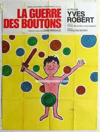 g187 WAR OF THE BUTTONS French one-panel movie poster R1980 Savignac art!