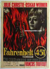 g213 FAHRENHEIT 451 Italian one-panel movie poster '67 Truffaut, Christie